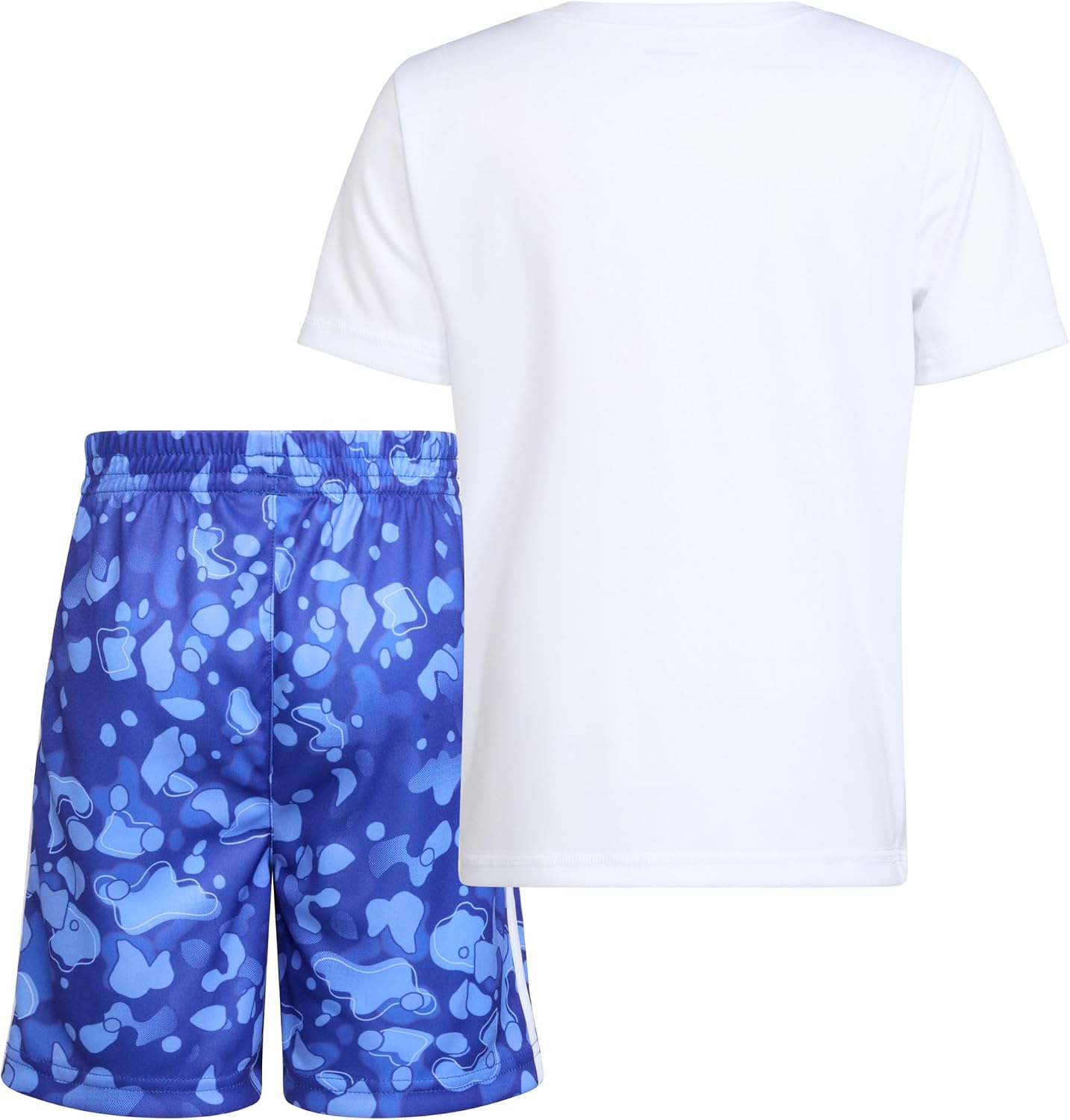 adidas Boys' Short Sleeve T-Shirt and Shorts 2-Piece Set, White and Blue, 6