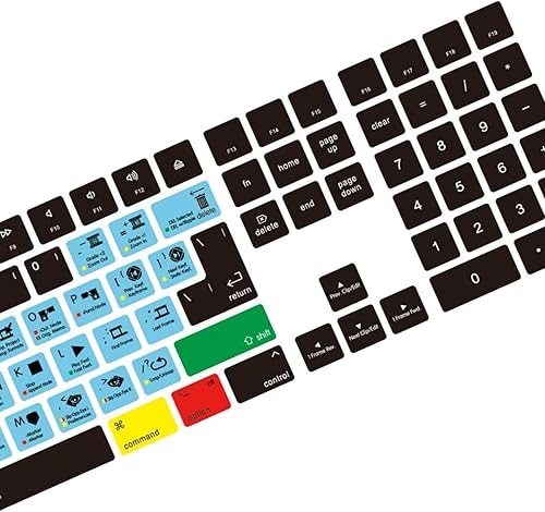 HRH Davinci Resolve Shortcut Hotkey - Funda de teclado de silicona para teclado mágico con teclado numérico A1843 MQ052LLA lanzado en 20172018