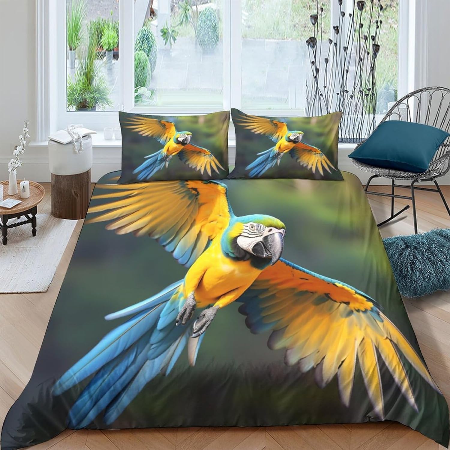 Parure de lit 135x200 cm avec housse de couette animaux microfibre 3D