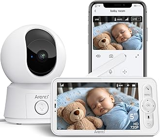 1080P Wi-Fi Smart Baby Monitor with Camera and App,Night Vision,Split Screen,3350mAh Battery,Pan Tilt,Auto Tracking,300m Long Range,Temperature Sensor,Cry&Motion Detection,2 Way Audio