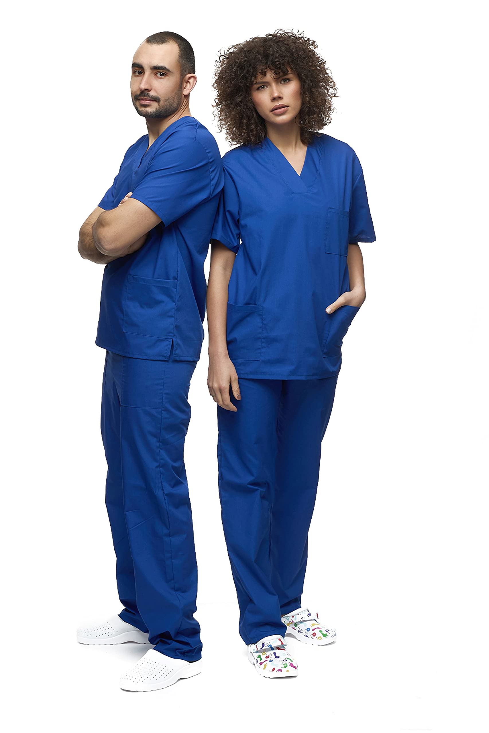 Mazalat, Uniforme médico unisex con casaca y pantalón, kit de limpieza médica para cuidado de la ropa de trabajo