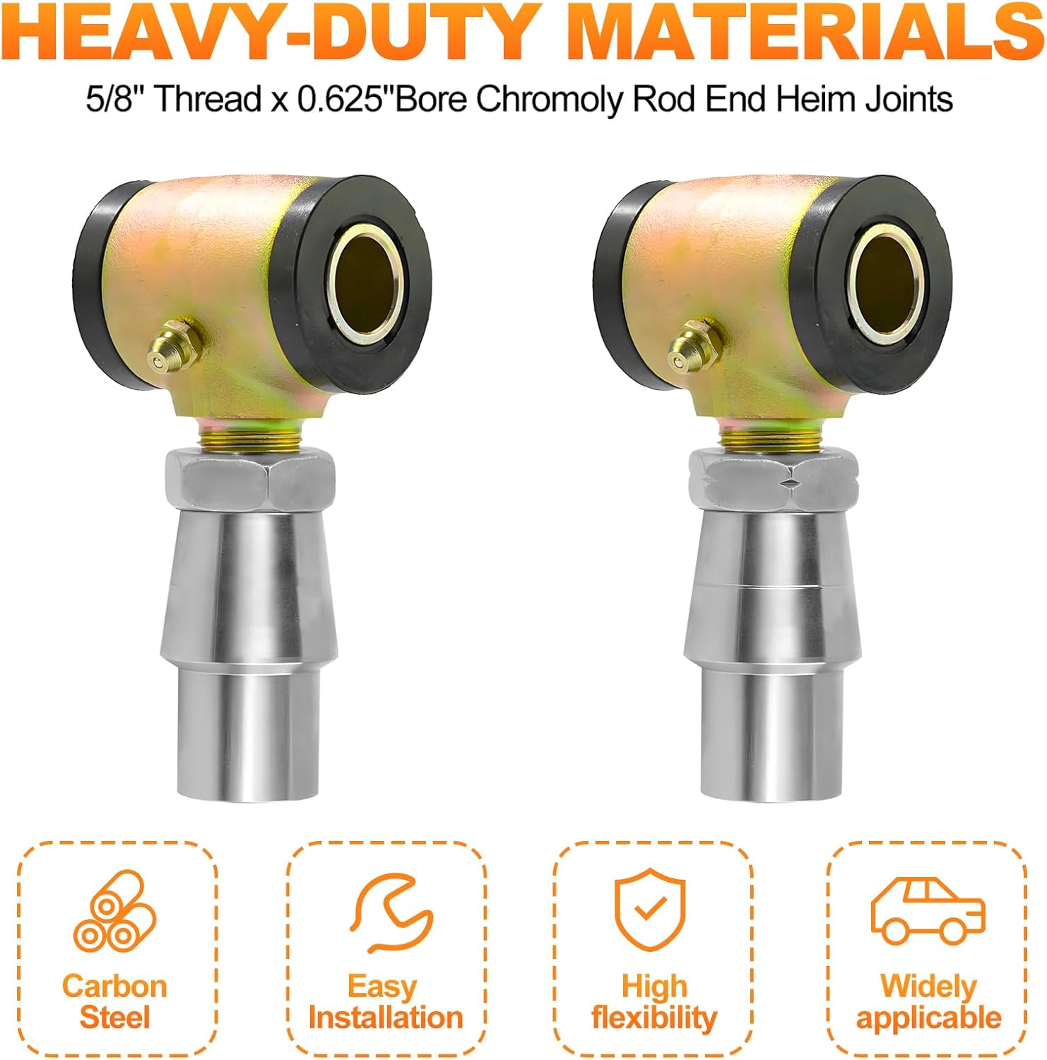 5/8"-18 Rod End Threaded Bushing Kit,LH & RH 5/8" Thread x 0.650" I.D Bore Polyurethane Bushings for Suspension or Replace Worn Out Rod Ends and Suspension Bushings-1Set