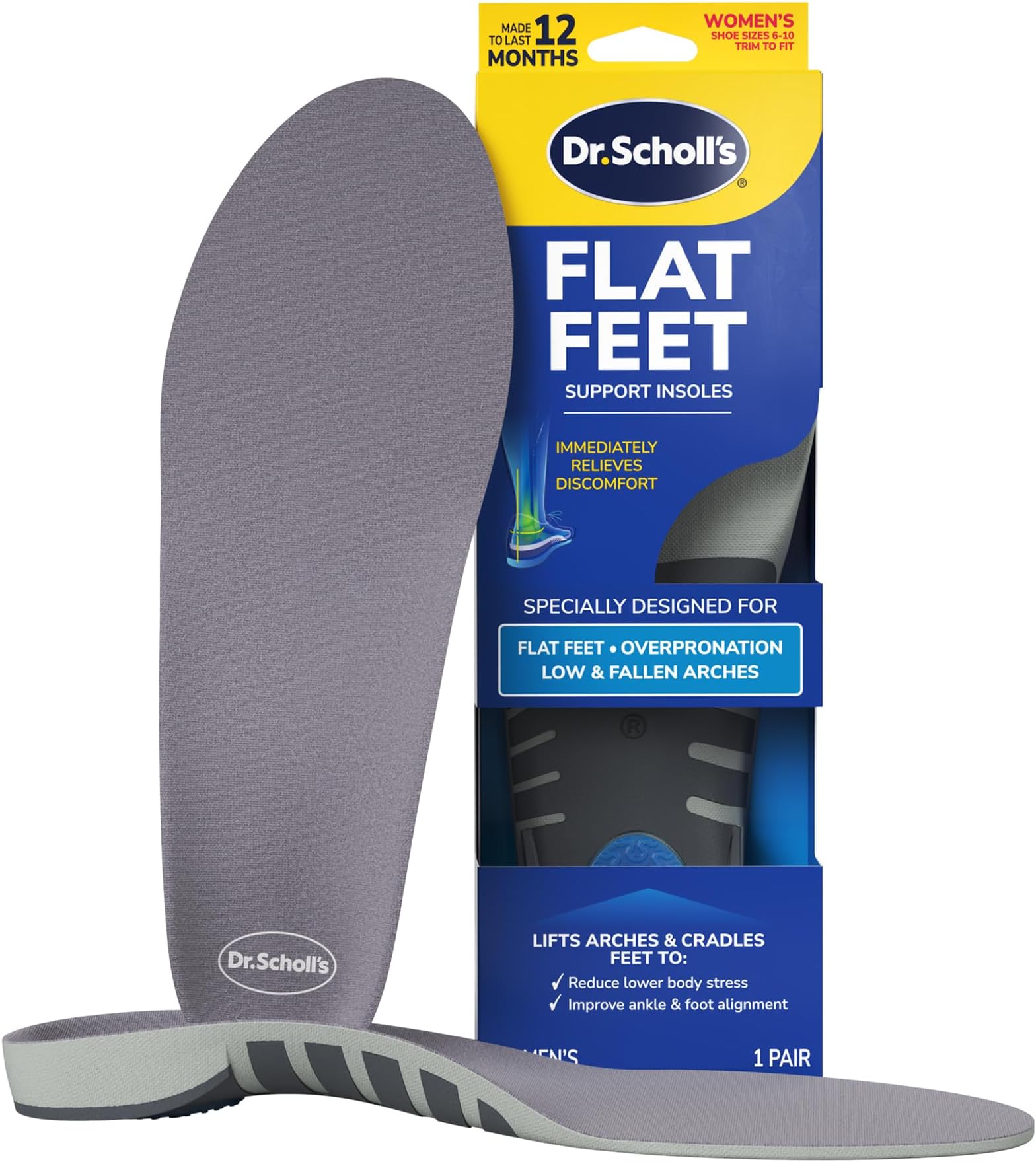 Stabilizing Support Insole with Motion Control, Improves Posture, Arch Support and Balance (Women's 6-10)