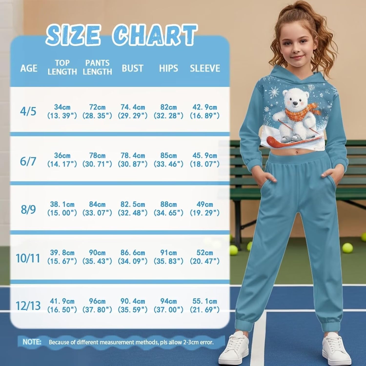 Fashion Girls Sweatsuit Long Sleeve Crop Tops Hoodies and Pants Girls Athletic Sets