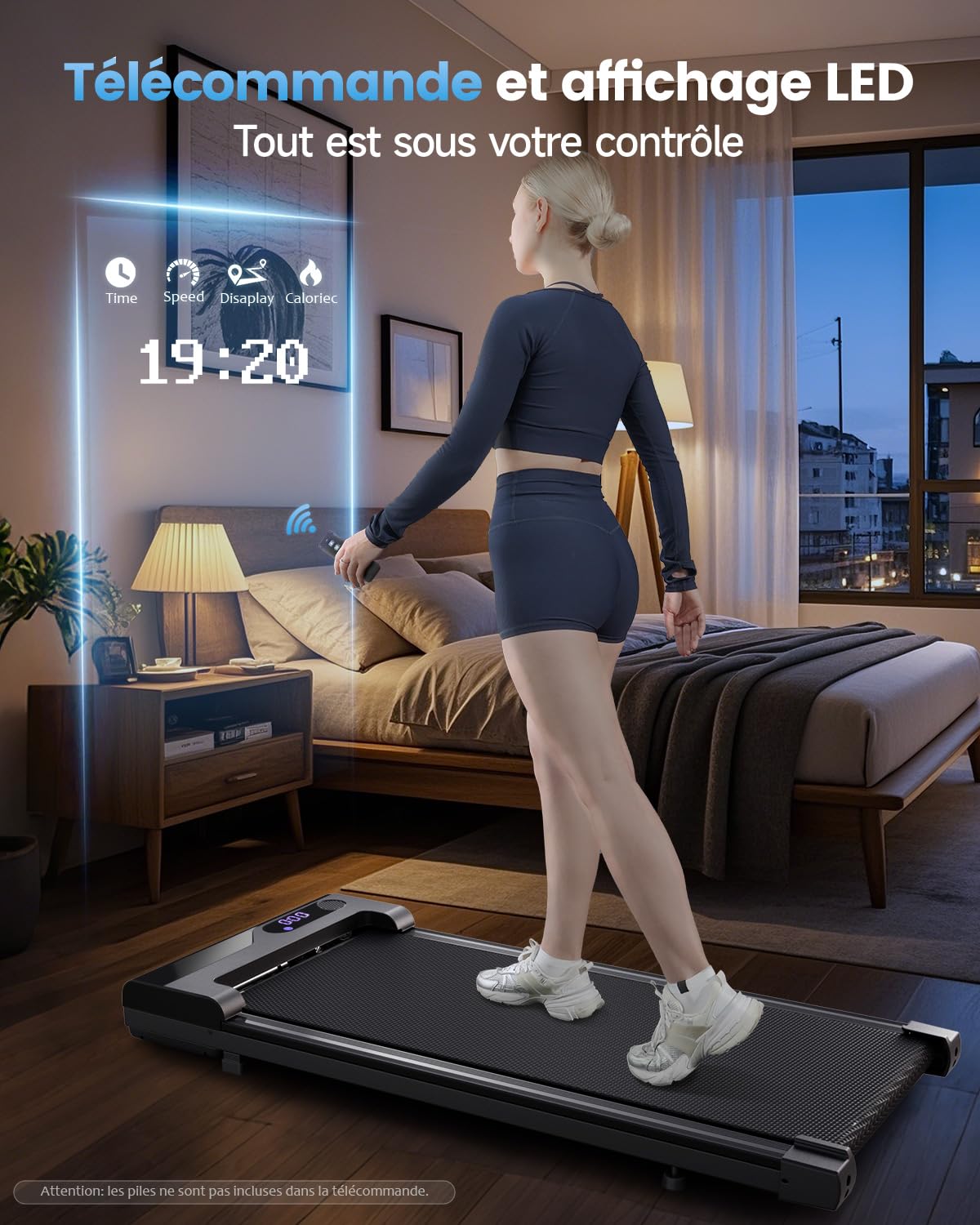 Zeporix Tapis de Course électrique Peu encombrant Portable avec 4 Modes de Vitesse télécommande écran LED