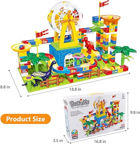 Miniatura 6 de Marble Run Big Building Blocks, 255 piezas, pista de carreras para niños, juguete educativo STEM para niños de 3 a 8 años, juguetes de Navidad para