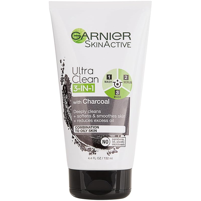 Garnier SkinActive Máscara Facial 3 em 1 com Carvão, 130 mL