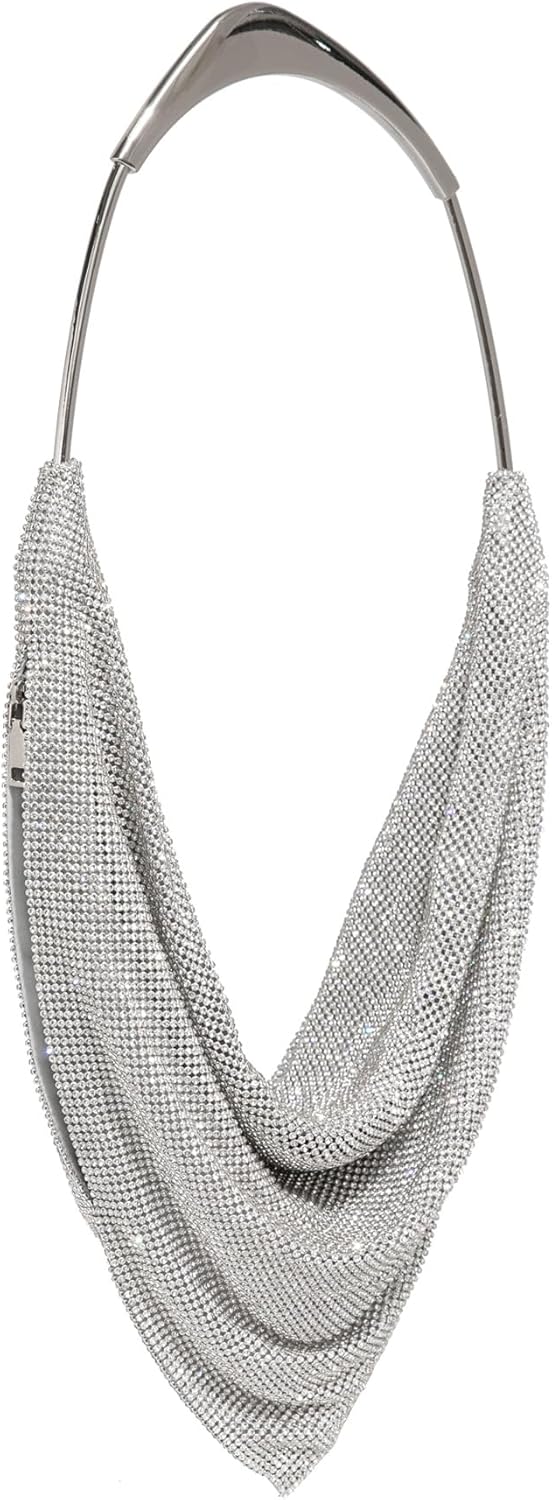 Sweetovo Rhinestone Evening Clutch Bag for Women, Luxury Shoulder Purse with Metal Handle for Prom, Wedding, Cocktail Party