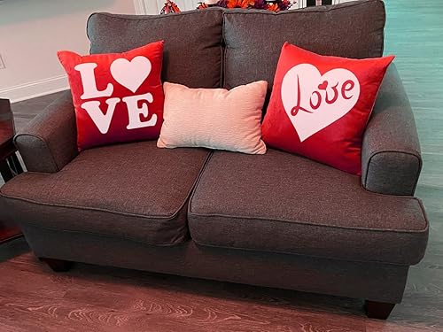 Miniatura 5 de LOZACHE Juego de 2 fundas de almohada para el día de San Valentín de 18 x 18 pulgadas, decoración navideña con corazón rojo para decoración del