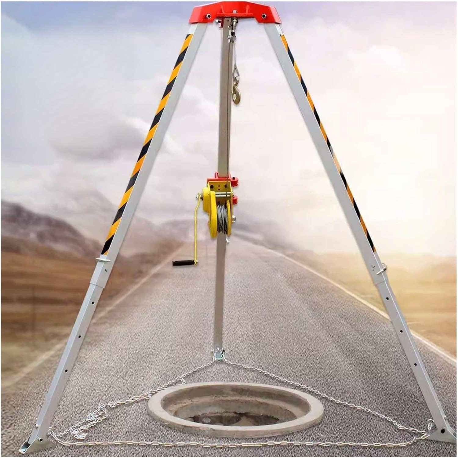 Stativ Winde Stativ Sicherheitsvorrichtung mit 1200lbs/1800lbs/2600lbs Winde, Stativ für beengte Platzverhältnisse für hohe Stellen/Klippen/Tiefe Brunnen(2600lbs(98' Winch))