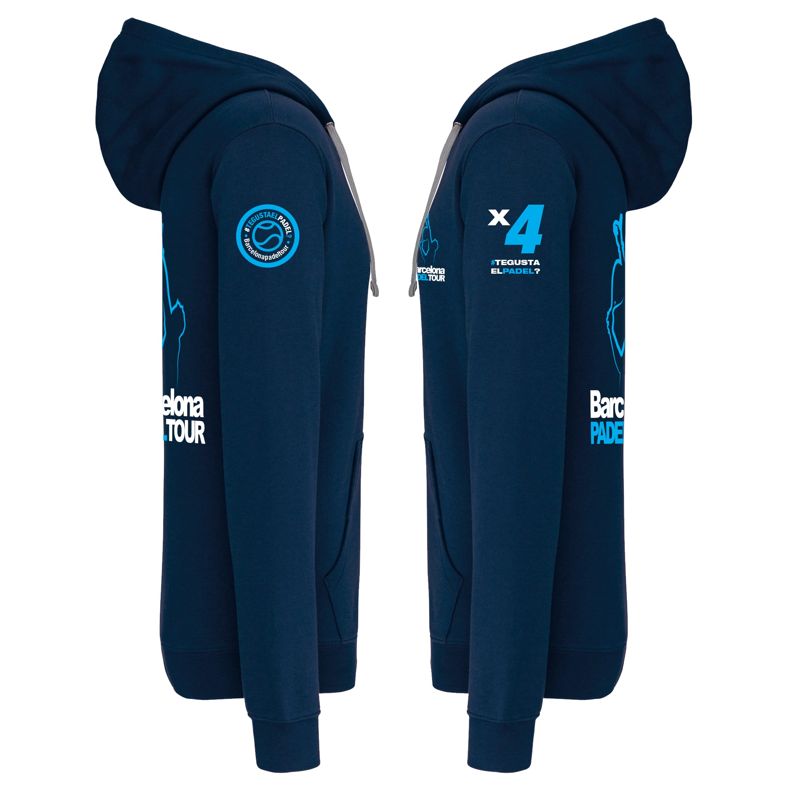 Barcelona Padel Tour - Sudadera con Capucha y Cremallera con Logo Hombre - Chaqueta de Deporte con Estampación de Pádel - Ropa Deportiva de Algodón