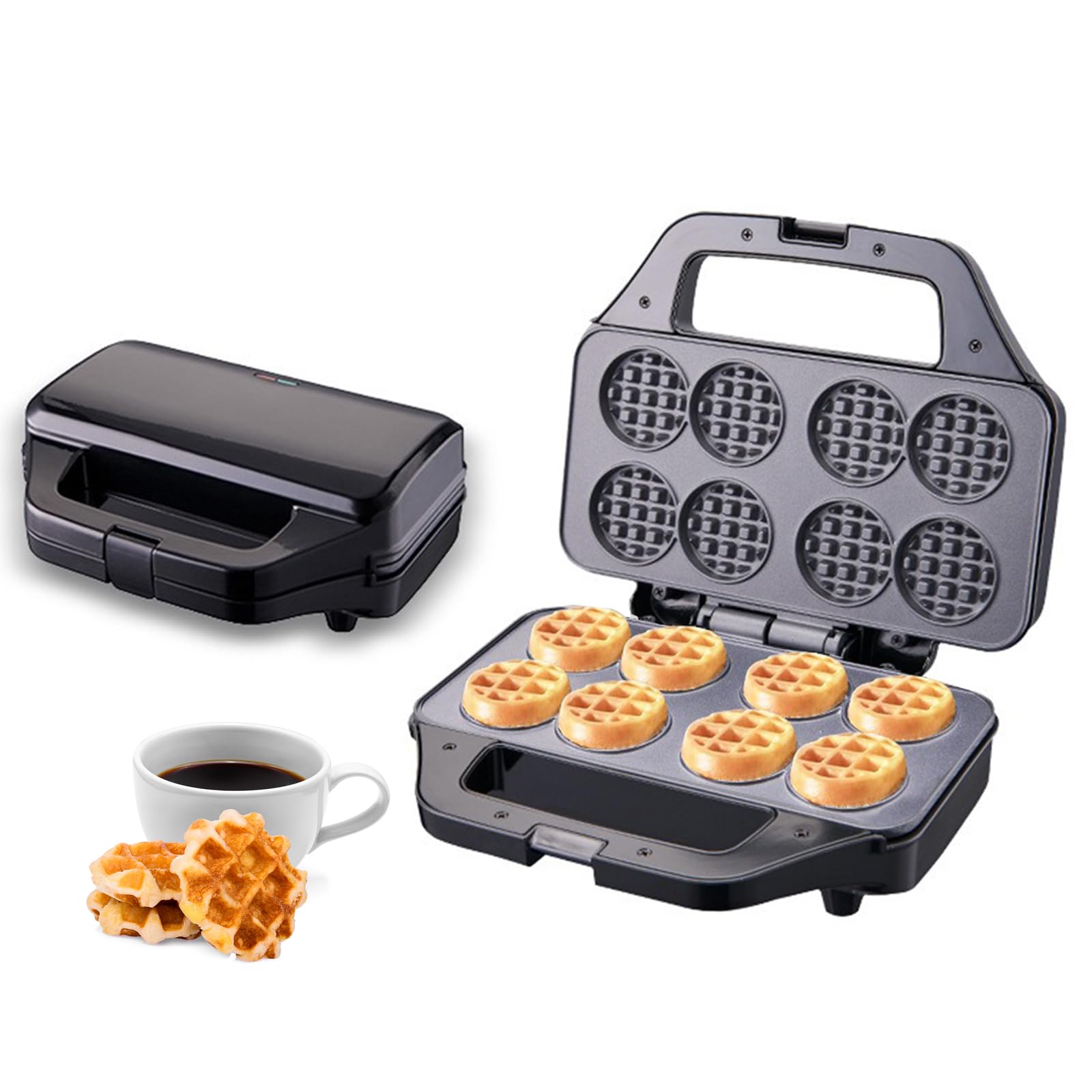 Mini Gaufrier Waffle Maker 850W, Voyant LED, Revêtement Antiadhésif, Poignée Tactile Cool, Machine À Gaufre Pour Le Petit Déjeuner, Les Collations Et Les Desserts