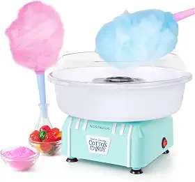 Nostalgia Máquina de doces de algodão retrô para bancada, máquina de doces vintage para doces duros e açúcar de fio dental, azul-piscina
