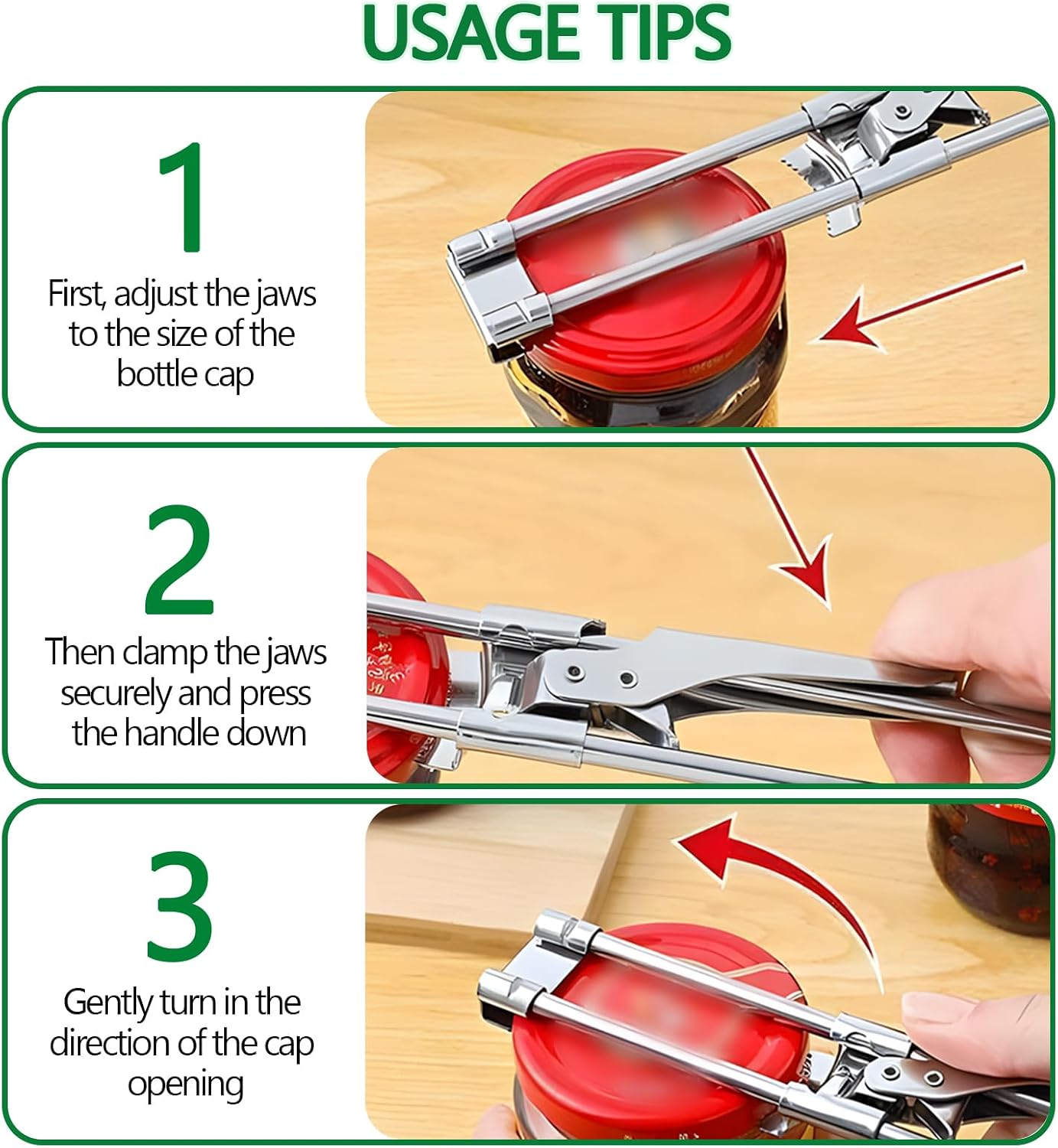 Jar Opener for Seniors with Arthritis - Adjustable Stainless Steel Bottle Opener & Manual Lid Gripper for Weak Hands - Heavy Duty Kitchen Gadgets & Gifts for Elderly