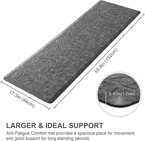 Miniatura 44 de KMAT Tapete de cocina acolchado antifatiga, impermeable, antideslizante, tapete ergonómico y cómodo para el hogar, oficina, fregadero, lavandería