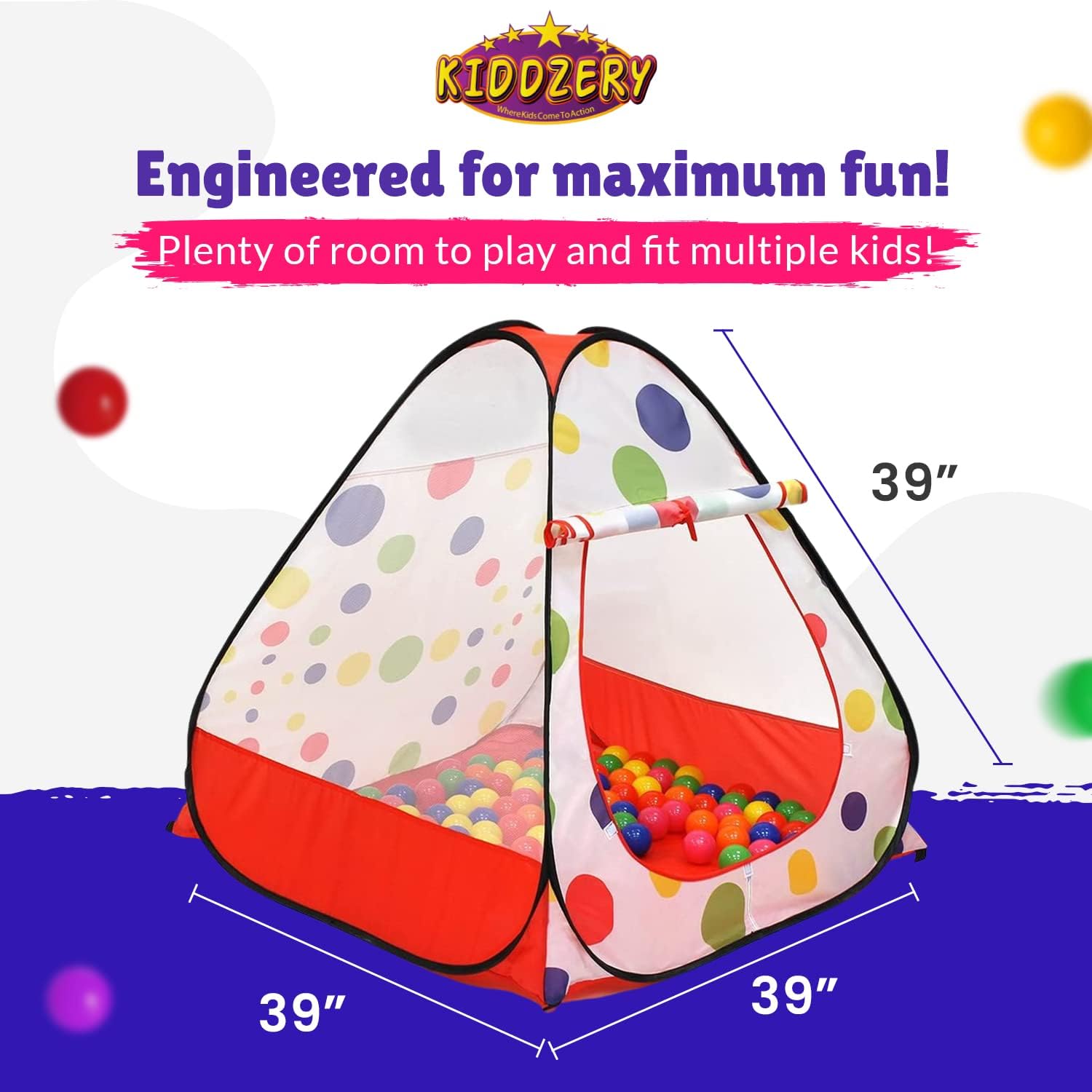 Colorful Pop-Up Kids Ball Pit Tent with 50 Balls