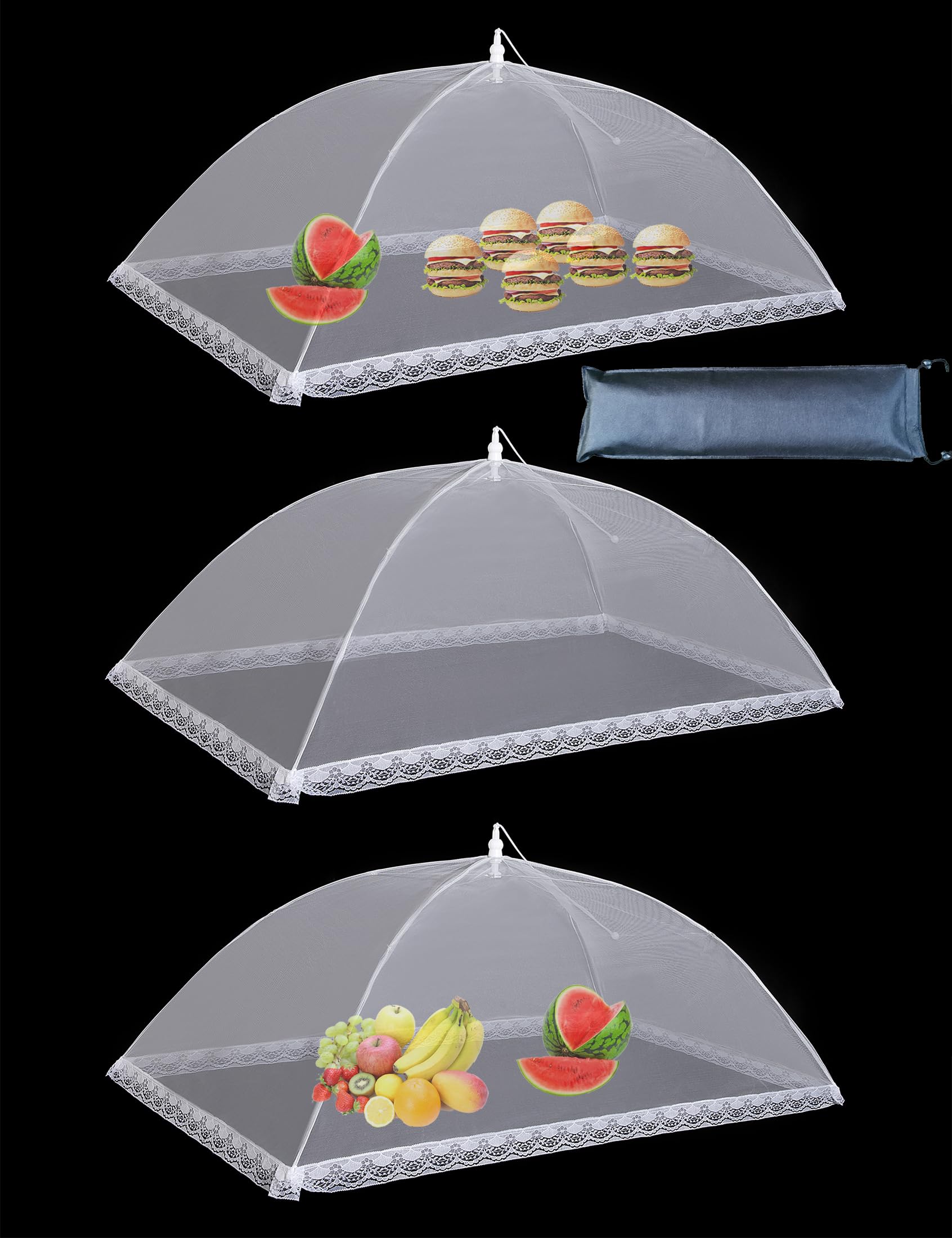 Mesh Food Covers for Outside,3 Extra Large 40"X24" Jumbo Pop-Up Mesh Food Tent Food Cover for Outside BBQ Camping Party Picnic Accessories - Outside Food Covers