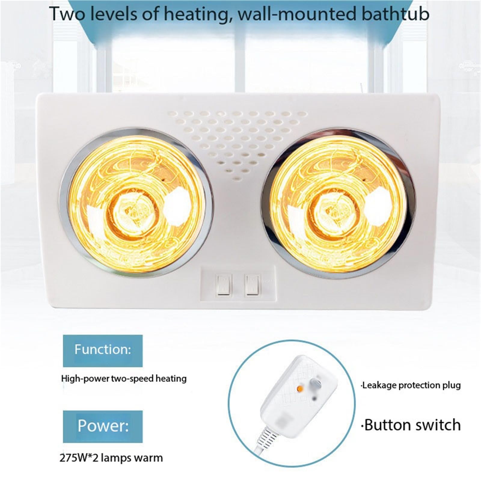 Compact Lighting Equipment for Wall Mounted Bathroom Heaters, Small Bathrooms, and Toilets Oficinas
