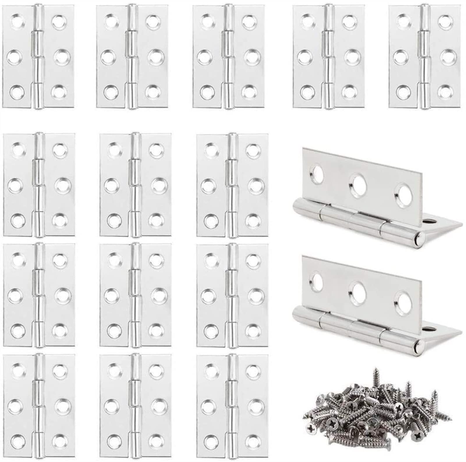Scharniere, 16 Stück kleine Schranktür-Scharniere aus Edelstahl, Mini-Scharnier