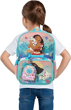 BIOWORLD Girls Moana Tropica Kids 5-Piece School Backpack (Little Kid/Big Kid) Blue One Size