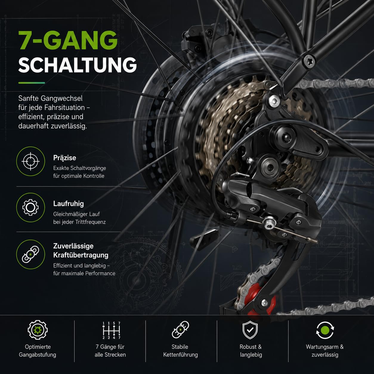 E-Bike 250W Motor 48V20 Akku 7-Gang mit Federdämpfung Scheibenbremsen | 25 km/h Höchstgeschwindigkeit, 100-120 km Reichweite, Scheibenbremsen, Herren & Damen, Stadt & Gelände