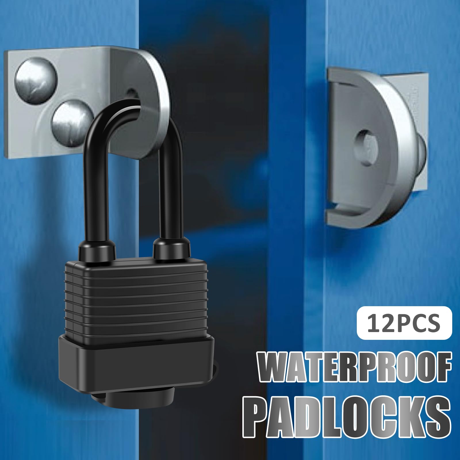 6 lucchetti in ottone ultra impermeabili con rivestimento in PVC, 42 mm, robusti, 12 chiavi, 4 pin, con stessa chiave, resistenti alle intemperie, ideali per esterni e recinzioni (12 pezzi)