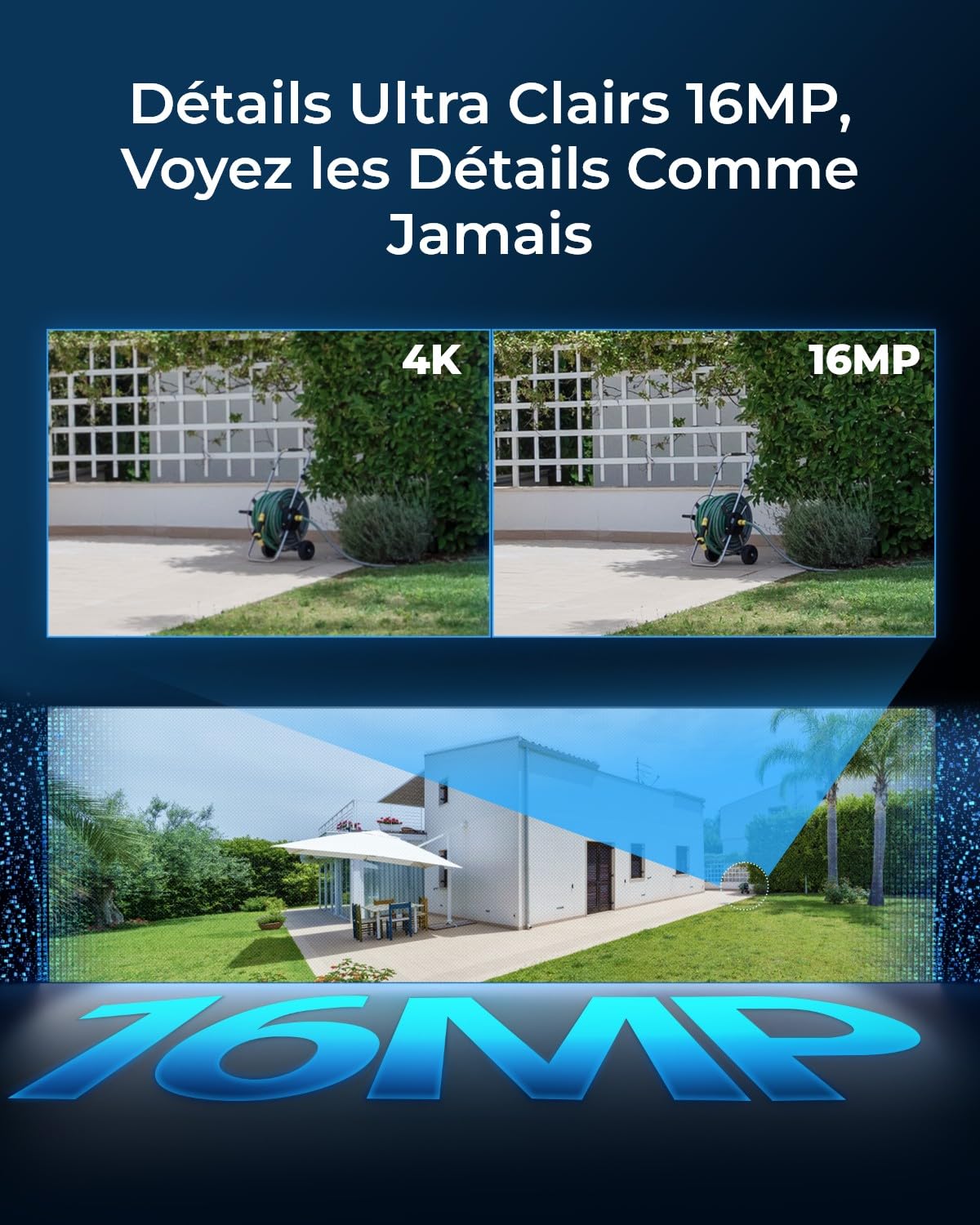 Reolink 16MP Caméra Surveillance PoE, Double Objectif Vue Panor à 180°, Suivi Mouvement, Vision Nocturne Couleur, Détection Personne/Véhicule/Animal, Audio Bidirectionnel, Etanche IP67, Duo 3 PoE