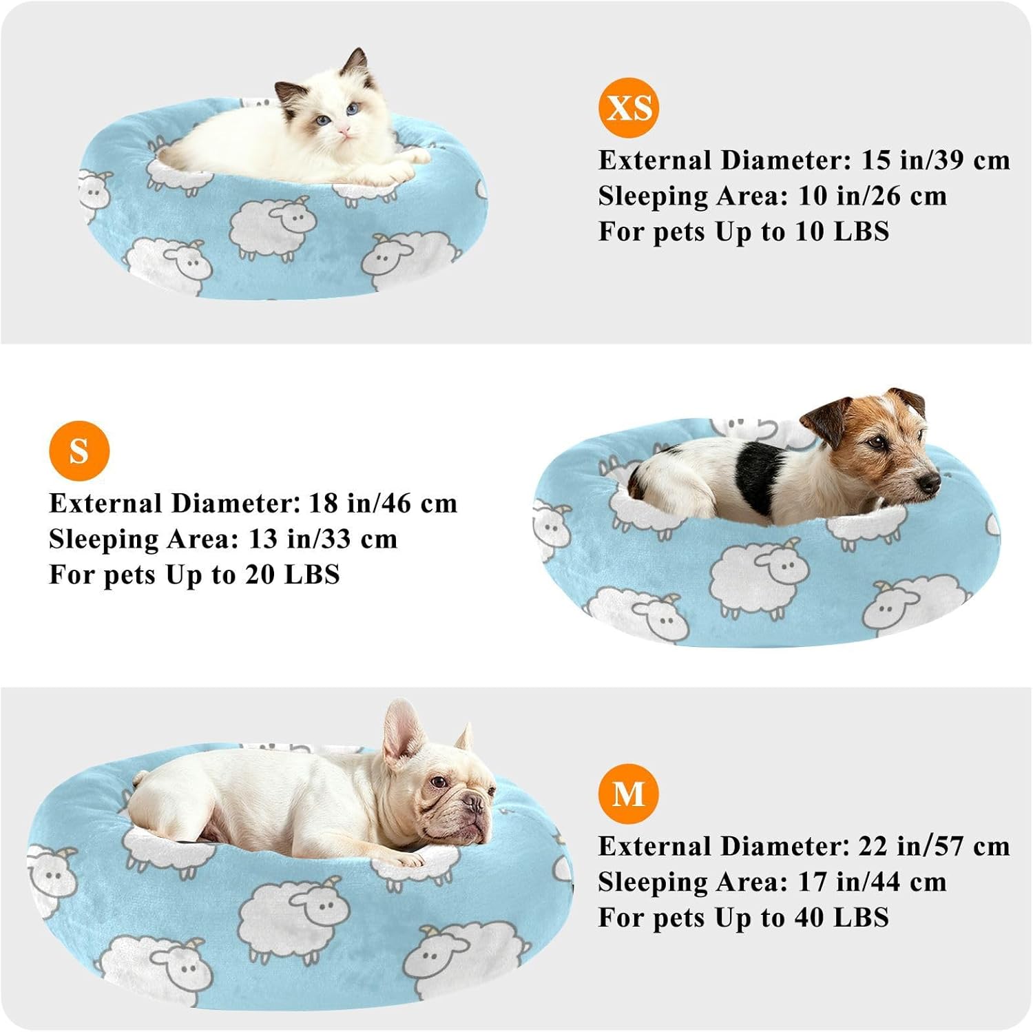Blue Cartoon Dog Cat Pillow Bed Anxiety Relief Pet Bed Extra Small Size Pet Sleeping Beds for Cats