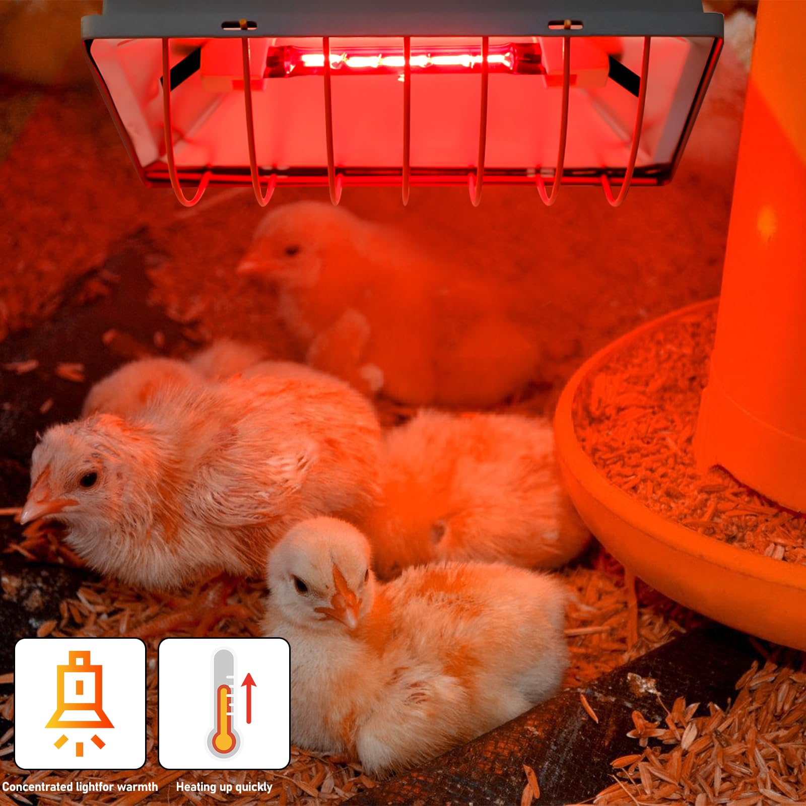 Lámpara de calor de 1,8 m, con enchufe de la UE, lámpara de luz roja con interruptor, lámpara de calor para animales, lámpara de infrarrojos para pollitos, lechones, cachorros, etc. (175 W)
