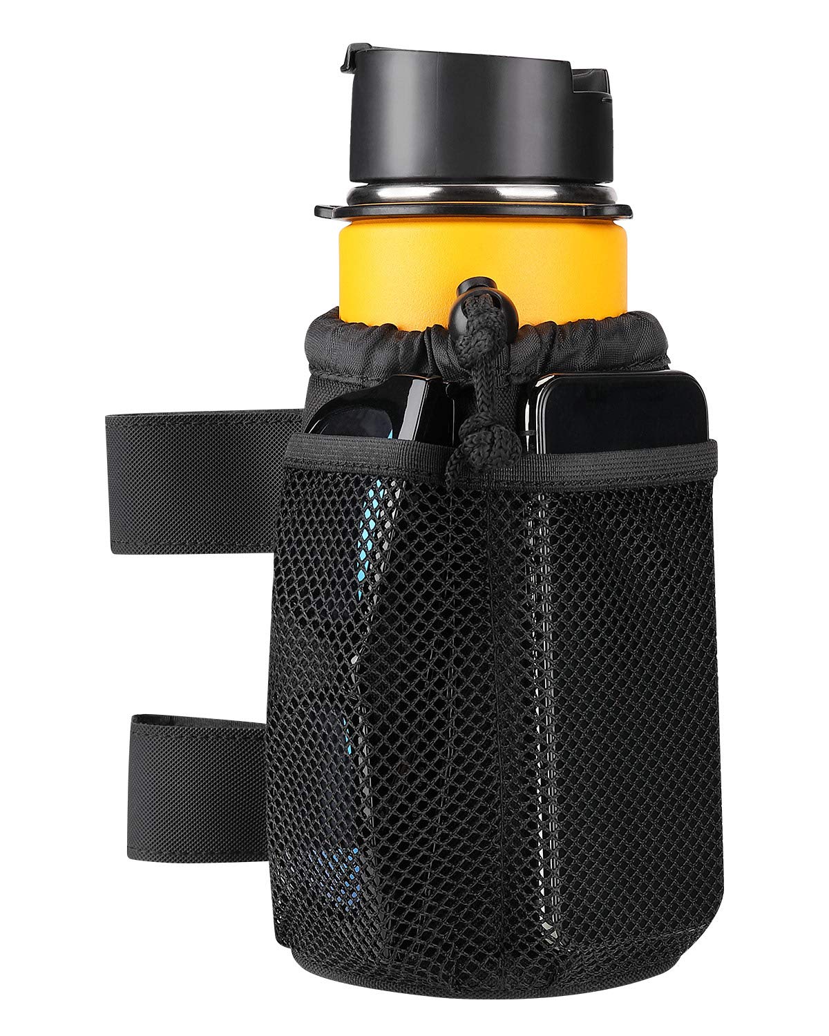 Wiicare Cup Holder, Insulated Wheelchair Cup Holder with Straps Mount and 2 Mesh Pockets, Walker Drink Cup Holder Universal Water Bottle Holder for Rollator, Scooter, Bike, Golf Cart, ATV UTV