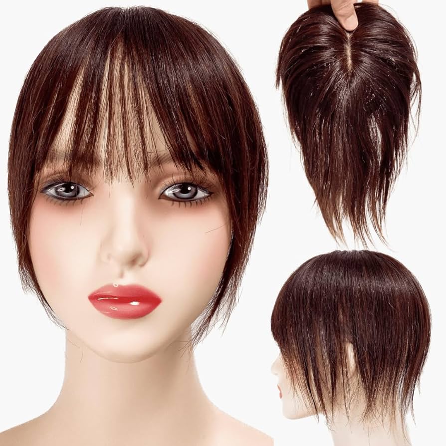 人毛100%部分ウィッグ ヘアピース 白髪隠しトップピース　ブラウン 人毛100%部分ウィッグ ヘアピース 白髪隠しトップピース