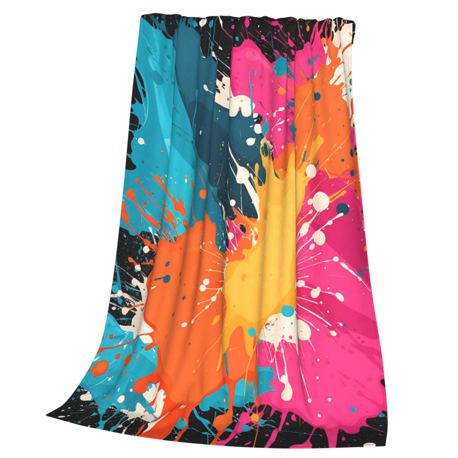 Couverture en flanelle 152x127 cm imprimé éclaboussures colorées