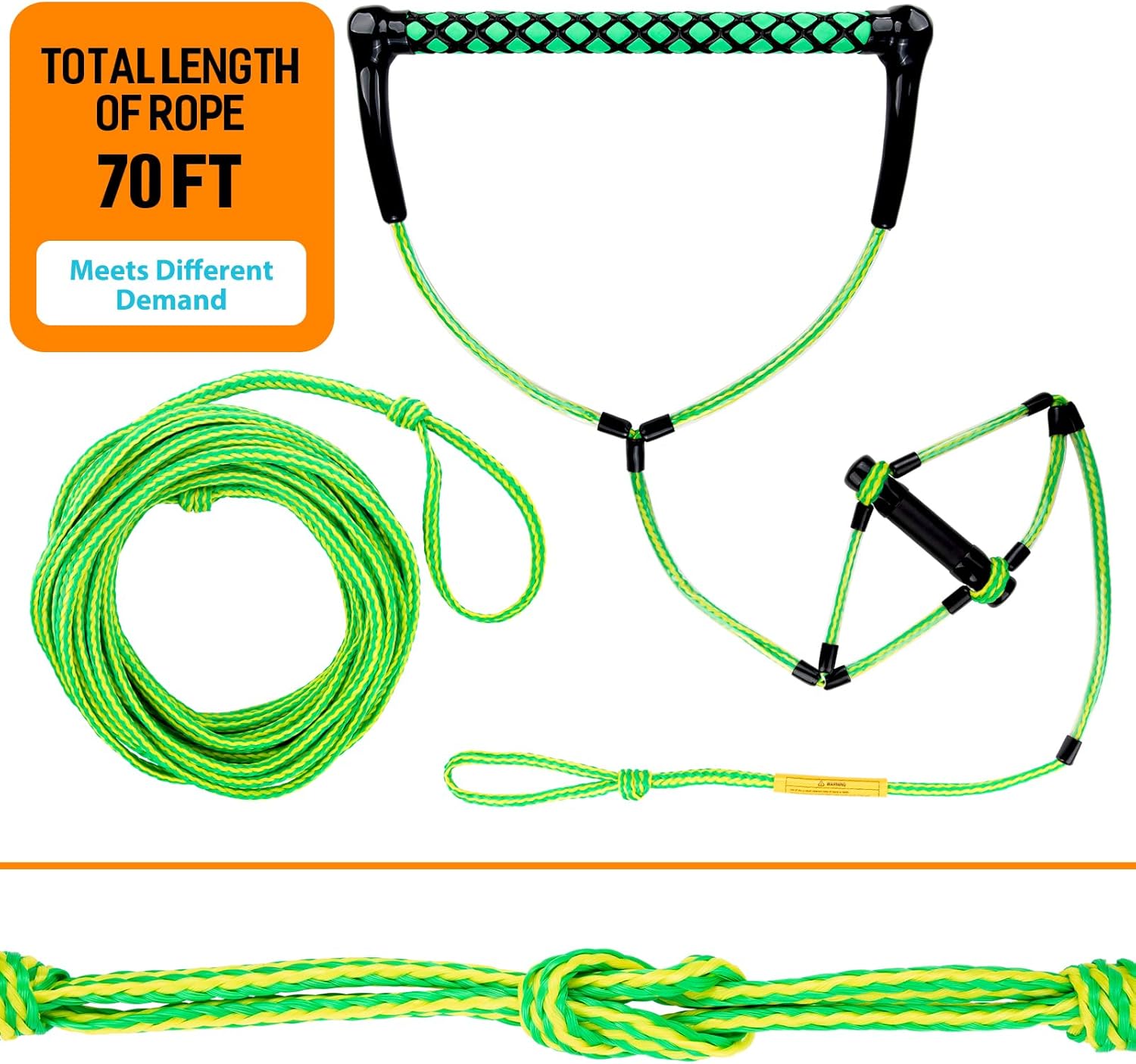 Obcursco 75FT Wakeboard Rope, Water Ski Ropes with EVA Handle for Water Skiing, Wakeboard, Kneeboard