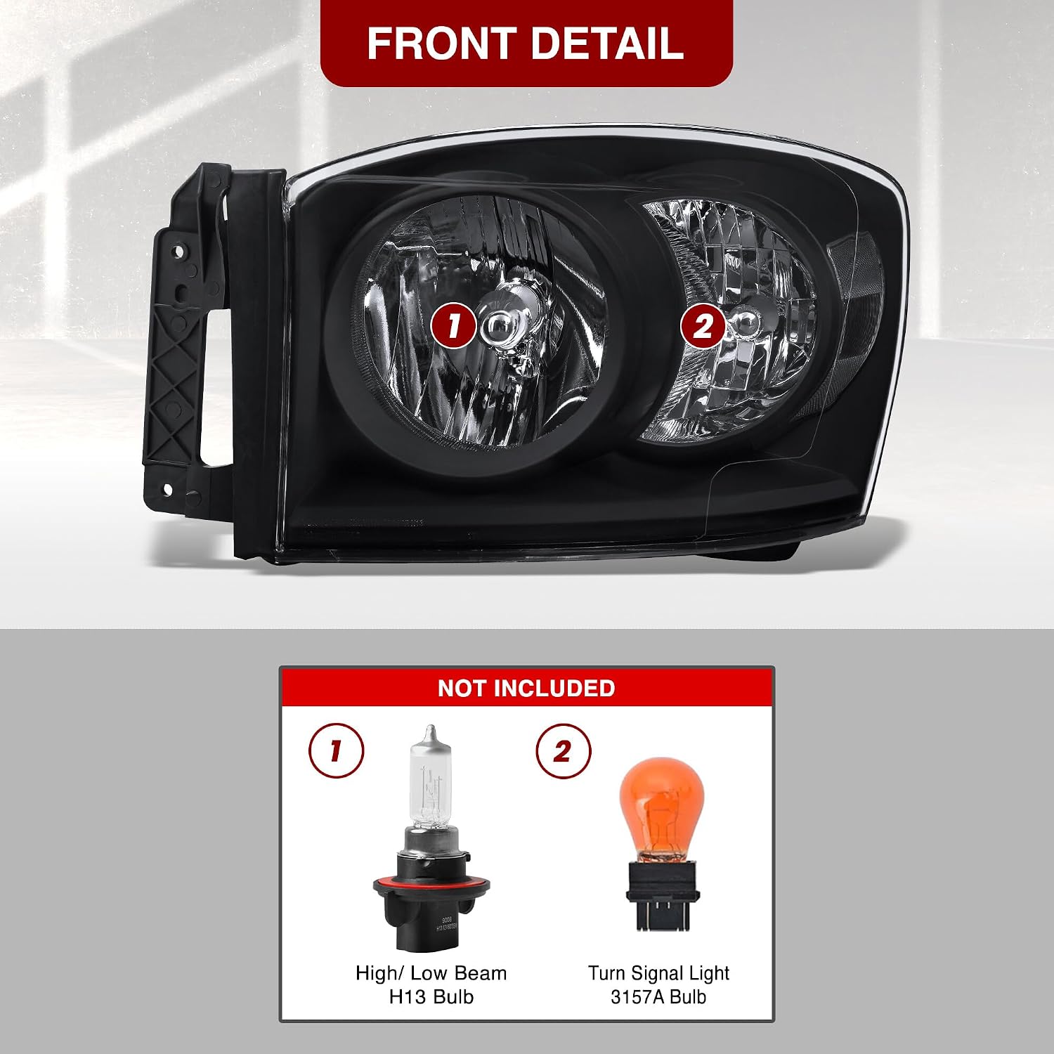 AJP Distributors Upgrade Driving Head Lights Lamps Assembly Unit Front Bumper Housing Pair Set Left + Right Compatible/Replacement for Ram 1500 2500 3500 Pickup Truck 2006 2007 2008 2009 06 07 08 09