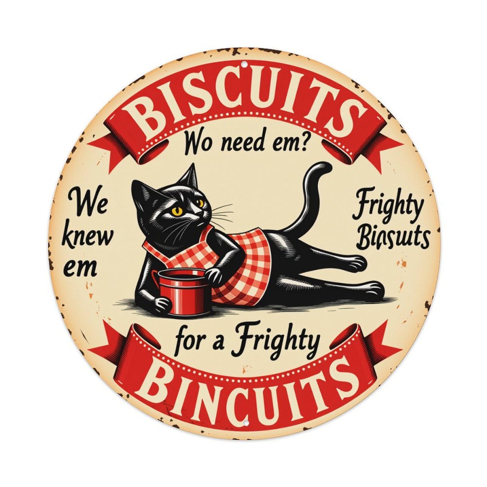 Black Cat Biscuits Frighty Bincuits Metal Tin Sign Plaque