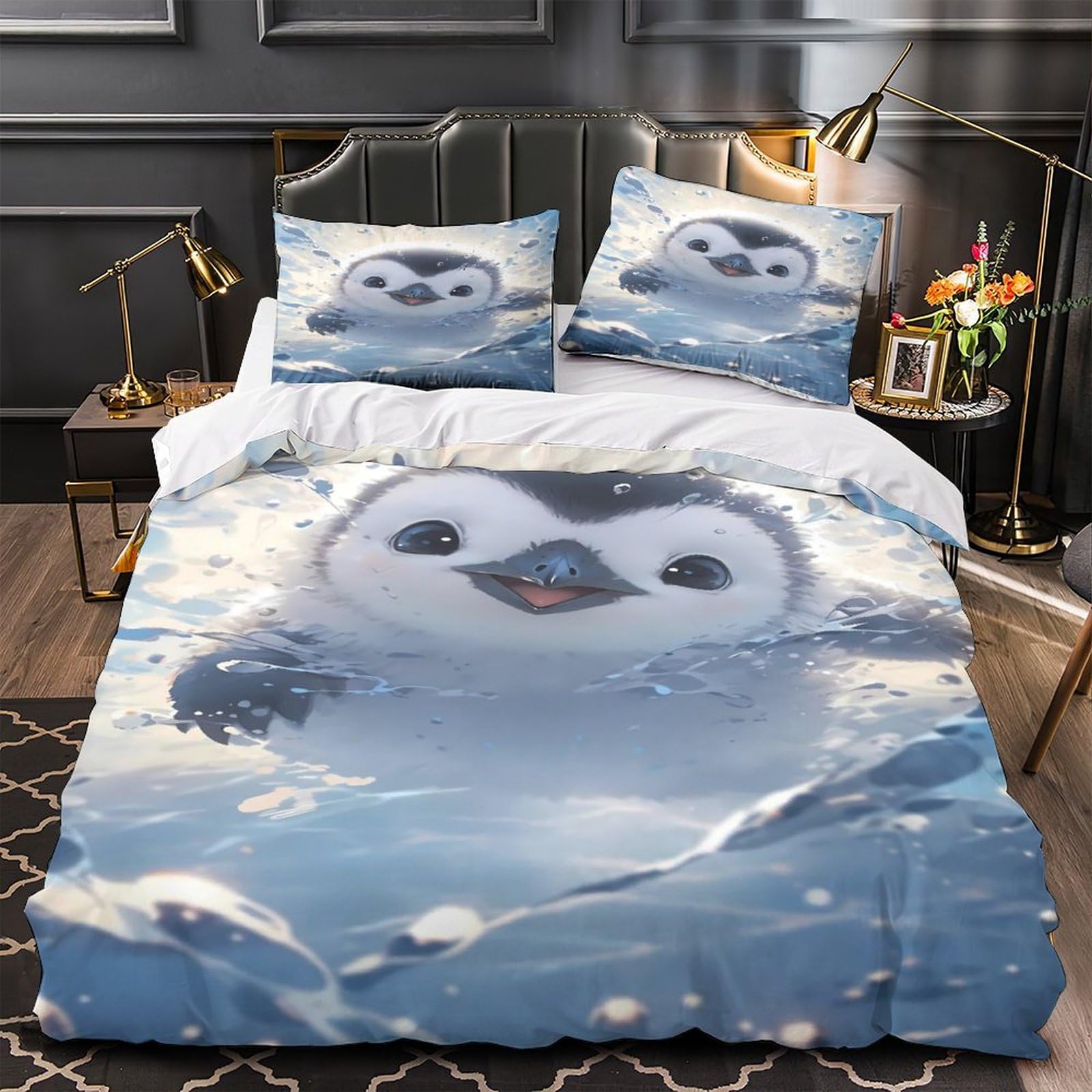 Parure de lit panda 260x220 avec housse de couette microfibre et imprimé 3D
