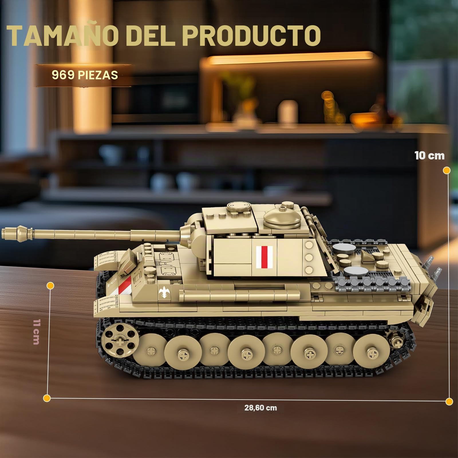 Reobrix Pudel Tank - Juego de bloques de construcción para adultos, modelo de tanque alemán militar de la Segunda Guerra Mundial 77034, productos autorizados de World of Tanks, juego de construcción