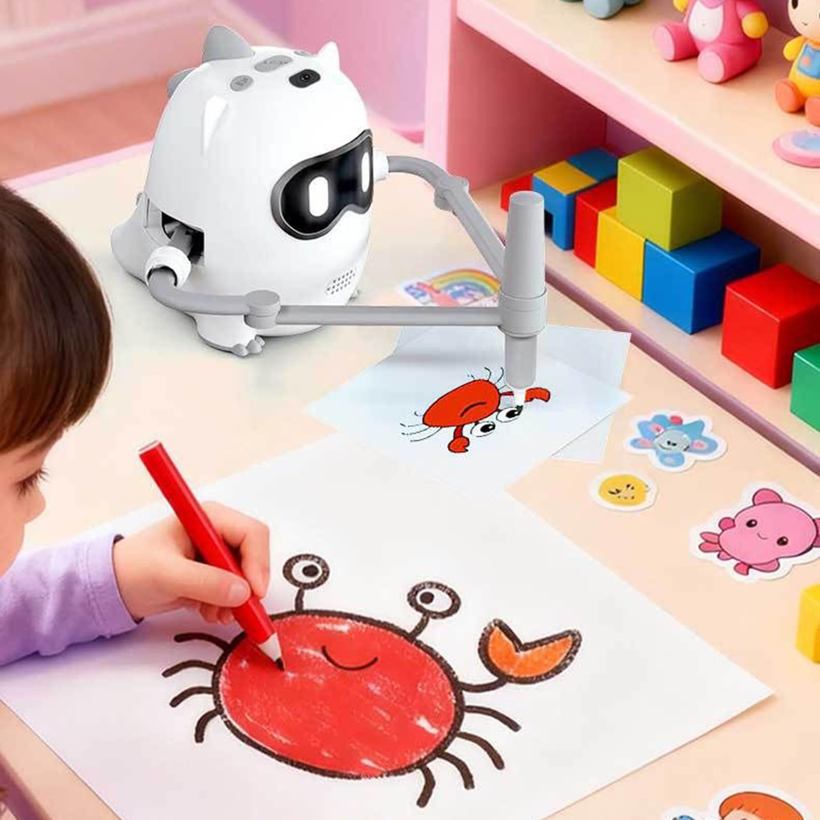 Robot rysunkowy z kartami interaktywny i inteligentny zestaw edukacyjny | Robot Maszyna do rysowania na imprezę przedszkole przedszkole dom park rozrywka czas rodzinny w