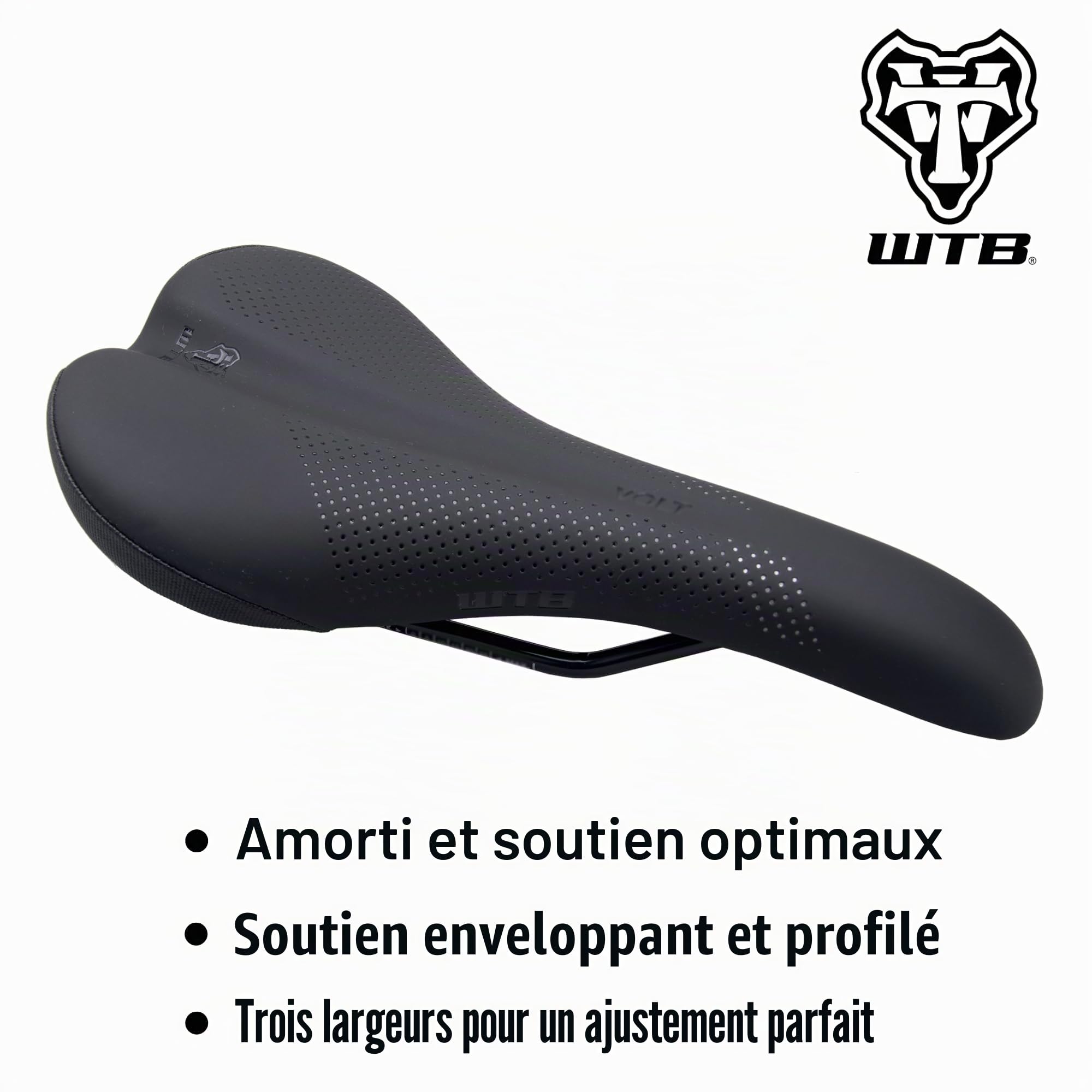 WTB Selle de vélo Volt – Rembourrage confortable d'épaisseur moyenne, forme profilée avec une coque flexible – Selle de VTT légère pour un soutien et une performance optimaux