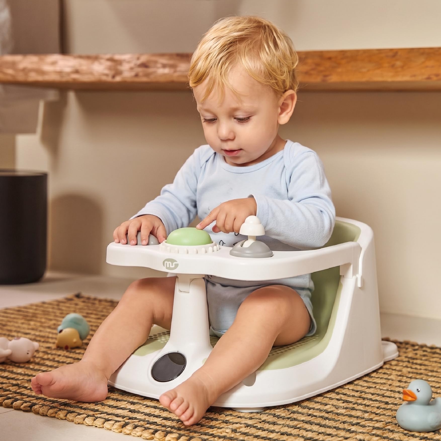 MS BabyWorld - Seggiolino da doccia per bambini, antiscivolo, per bambini, con temperatura da 6 a 24 mesi, sedia per vasca o doccia, con barra per un facile posizionamento del bambino
