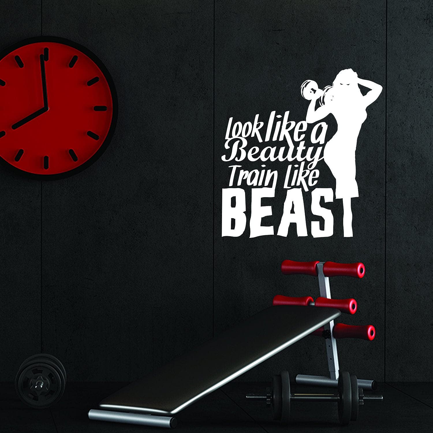 Calcomanía de vinilo para decoración de pared de gimnasio de fitness – Pegatinas inspiradoras para deportes motivacionales citas para sala de ejercicio bestia modo calcomanías