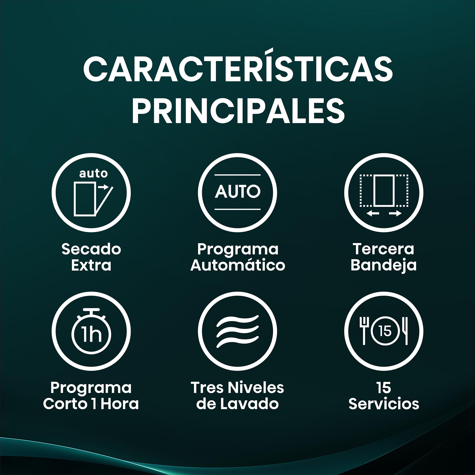 Hisense HS643B90W - Lavavajillas Clase B, 15 Servicios, Fondo 60cm, Secado Extra, Programa Automático, Tercera Bandeja, Programa Corto 1 hora, 15 Servicios, Aqua Protect System, Control Táctil, Blanco