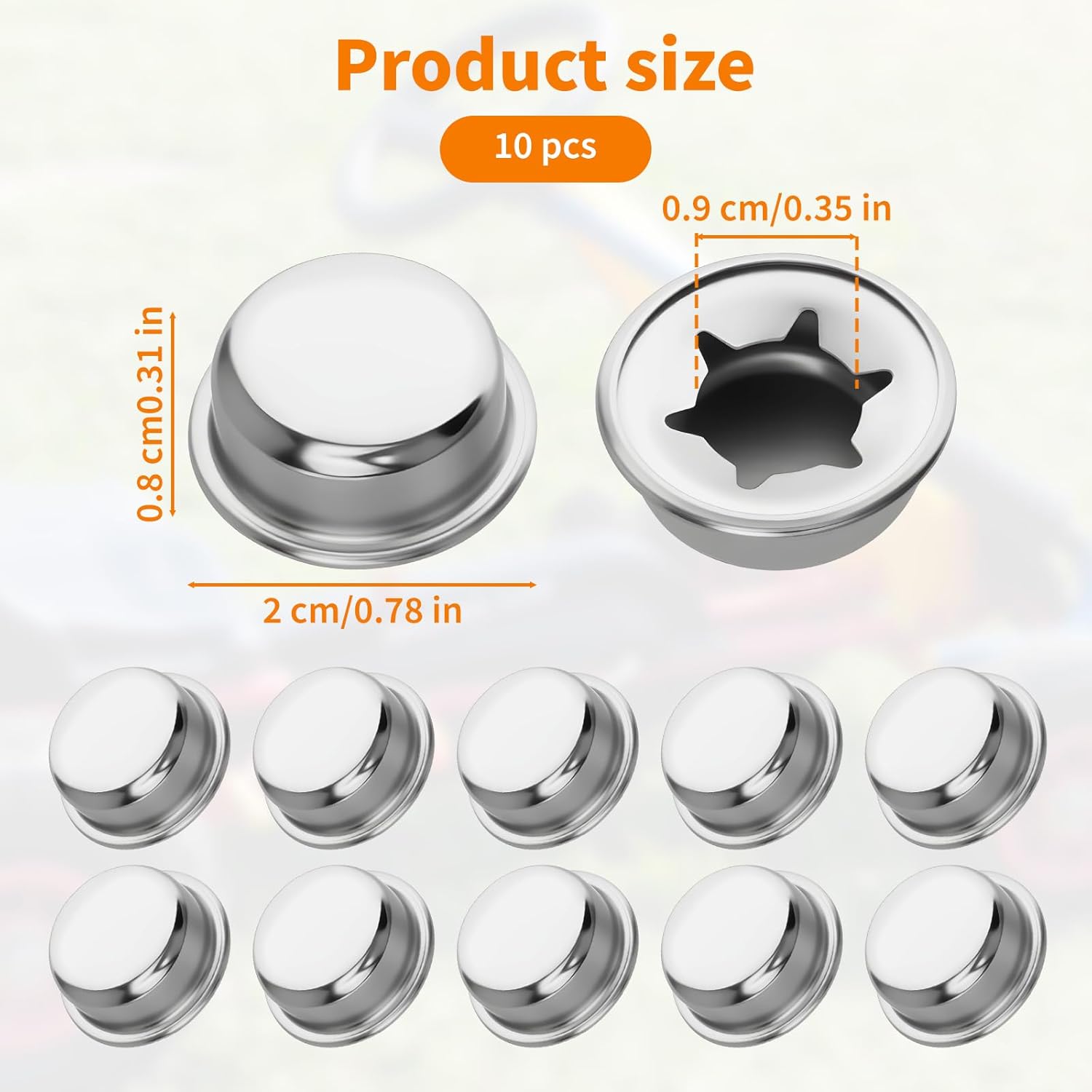 10 PCS 3/8" Push on Pushnut Caps - 3/8" Spring Steel Push Nut Axles Cap, Axle Cap Nut Spring Steel, Truck Nuts Push Nut Axles Caps Washer Cap for Hand Trucks, Lawn Carts, Rolling Bins