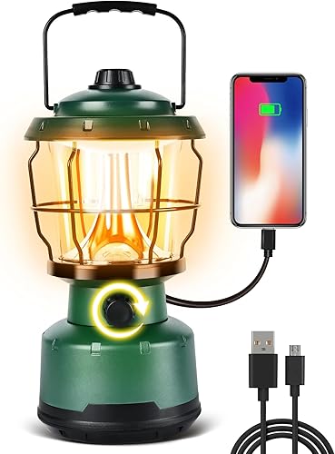 Miniatura 1 de Favorbrite Linterna LED para campamento, linterna recargable vintage regulable de 2500 lúmenes, resistente al agua, luces de emergencia portátiles