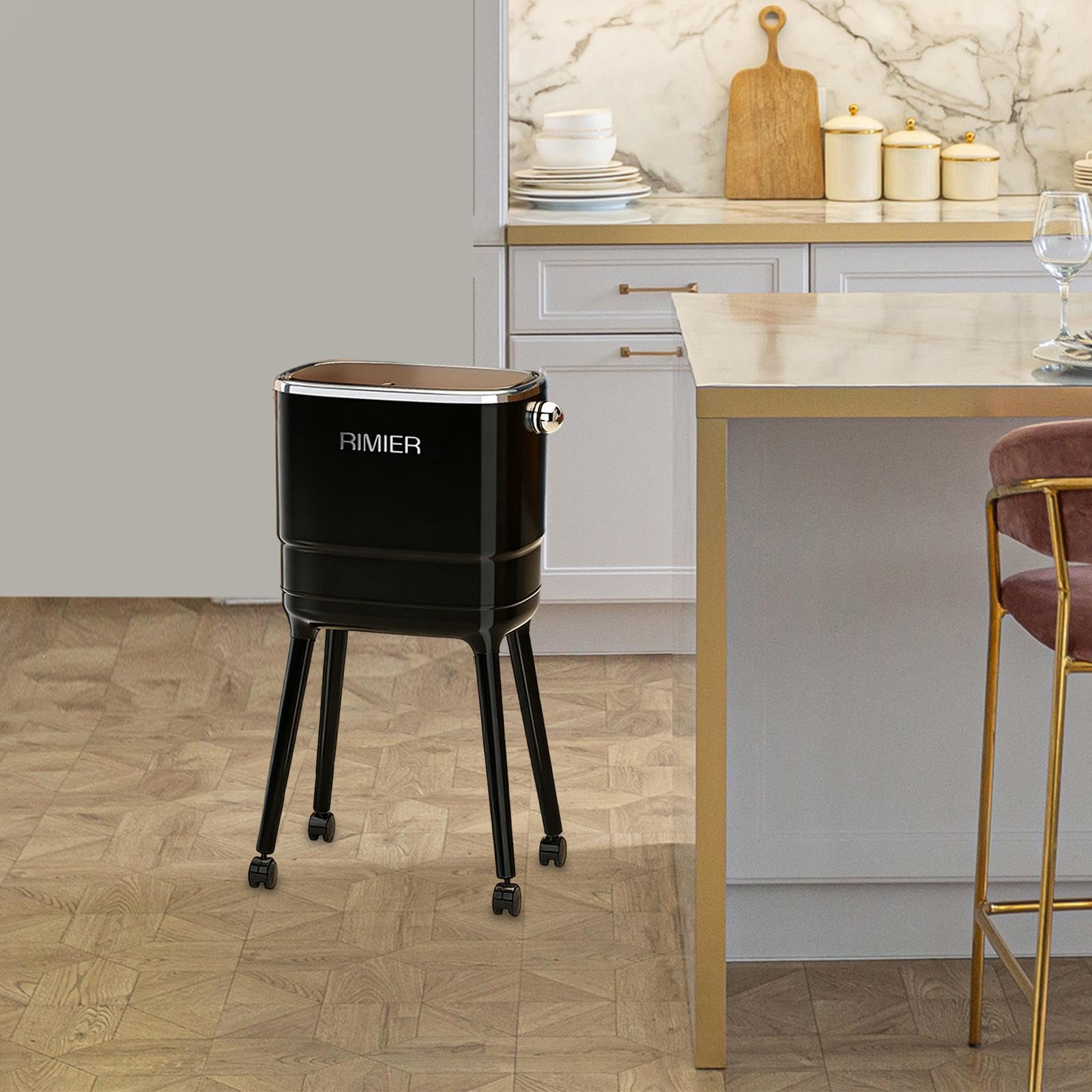 MagiDeal Papelera Minimalista y Resistente con Patas para Cocina, Oficina, baño, Aseo y Dormitorio, Negro