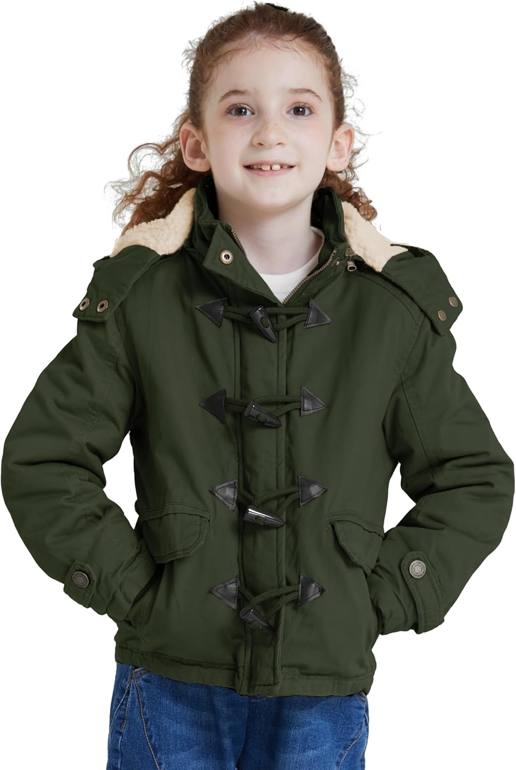 WenVen Girl's Winter Sherpa Jacket Thicken Cotton Parka Coat with Removable Hood - Image 4