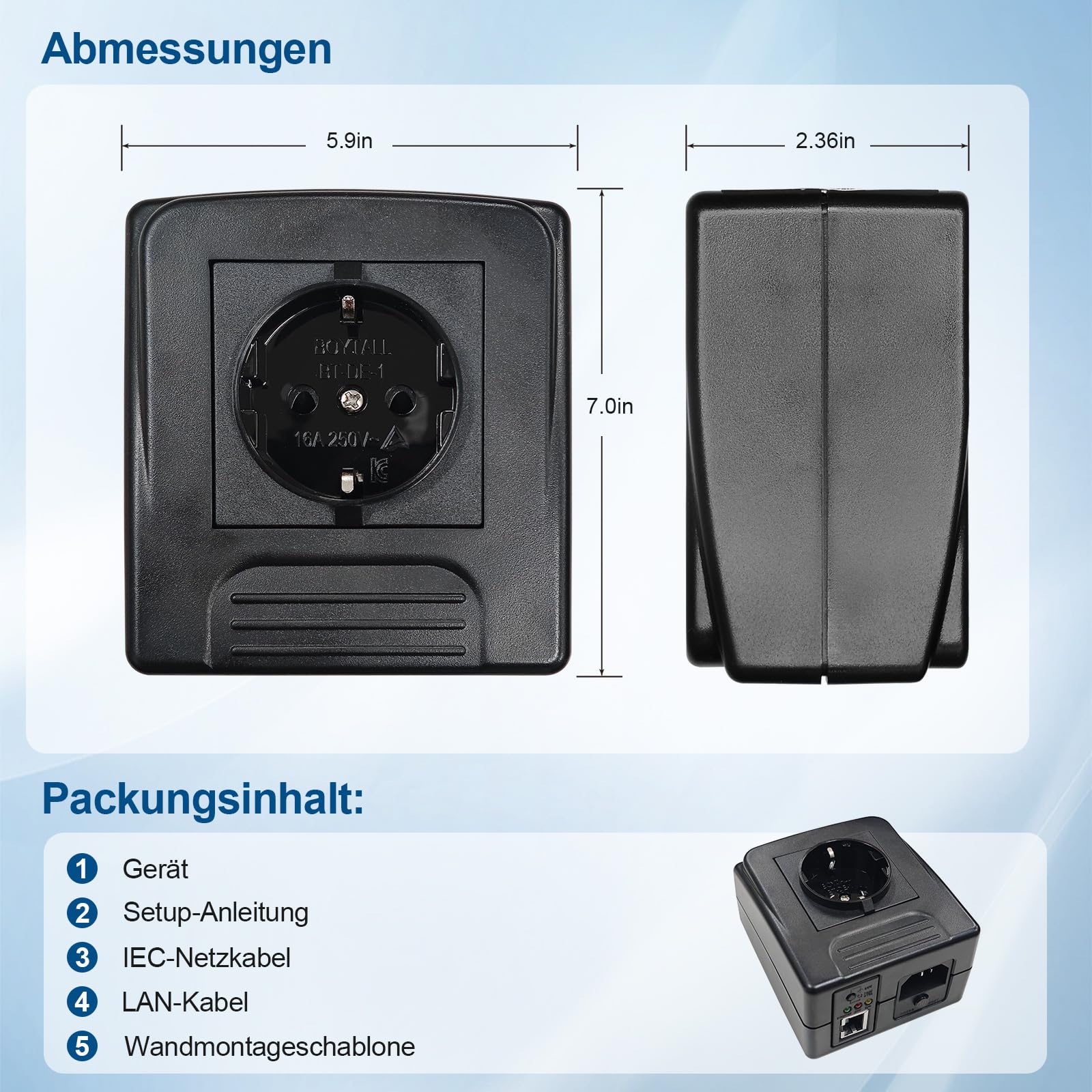 ezOutlet2 IP-fähige Ferneinschaltung, automatischer Neustart per Ping, einzelne Steckdose, 10A Sicherung, WLAN & LAN, Cloud & APP.