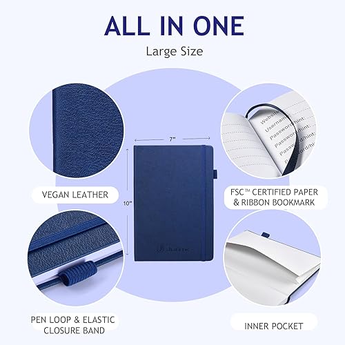 Miniatura 5 de JUBTIC Libro de contraseñas con pestañas alfabéticas individuales, libro de contraseñas de Internet de 7 x 10 pulgadas para personas mayores,