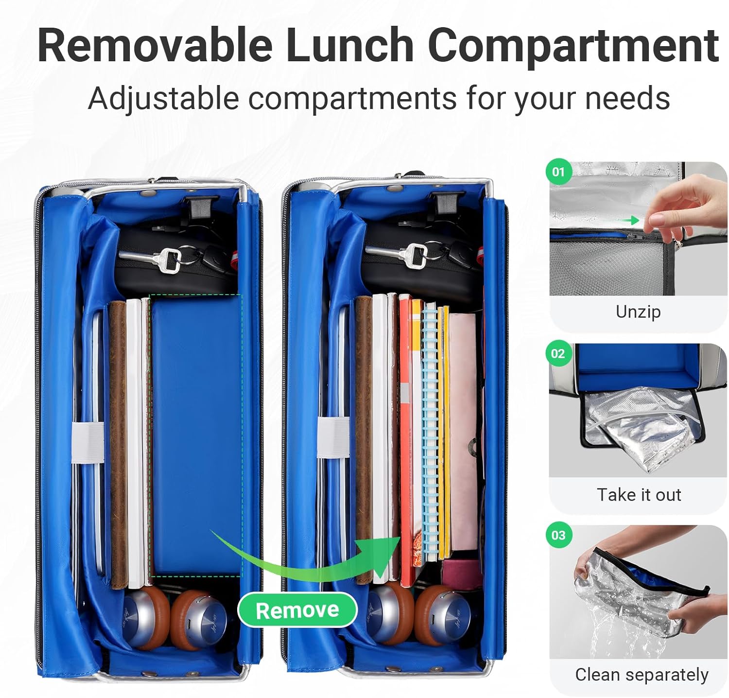 MATEIN Messenger Bag with Lunch Compartment, Large 17 inch Gaming Laptop Bag Crossbody Satchel with USB Port & Cooler, Waterproof Computer Briefcase Shoulder for College Commuting Work - Image 4