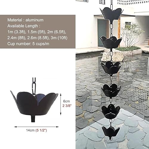 Miniatura 2 de WQS88RDX Rain Chain Rain Gutter Chain, Functional and Decorative Rain Chains Replacement Gutter Downspouts(260cm (8.5ft))
